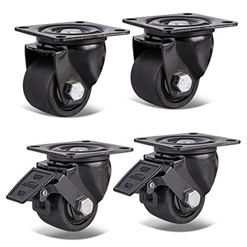 Ersatzrollen, robuste Lenkrollen, Ersatzrollen für Werkbank, Wagen, Schrank, Pflanzkasten, Ausrüstung, Doppellager, 4 Stück/Halterung, 65 mm (Brake+Universal,65 mm) von UTLODY