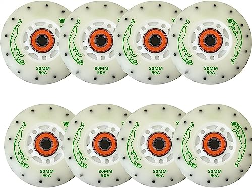 Inline-Skate-Räder, Ersatzräder for Outdoor-Speed-Skating-Schuhe mit Hochgeschwindigkeitslagern, Flash-Räder 90A 72 mm/76 mm/80 mm(Green,76mm) von UTLODY