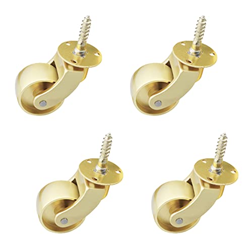 Lenkrollen mit Gewinde, 360 Grad drehbar, Messingräder, kleine antike Möbelrolle, universell für Kofferraum, Kiste, Sofa, Trolley, Bett, mit Schrauben, Gold (32 mm) von UTLODY