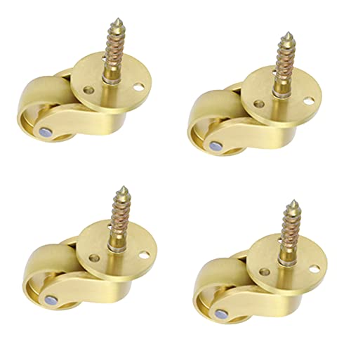 Lenkrollen mit Gewinde, 360 Grad drehbar, Messingräder, kleine antike Möbelrollen, universell für Kofferraum, Kiste, Sofa, Trolley, Bett, mit Schrauben, goldfarben (22 mm) von UTLODY