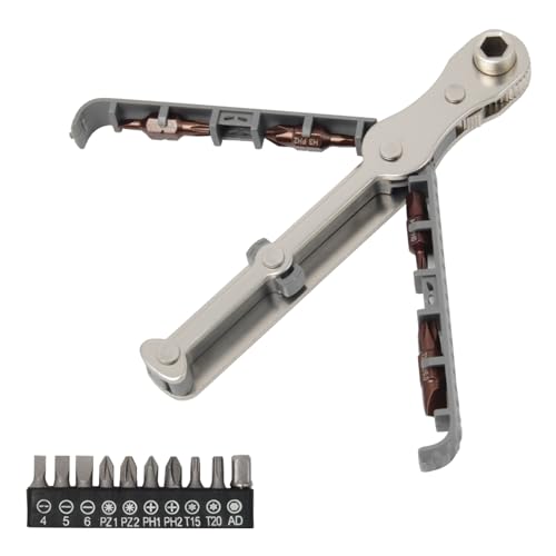 UTMACH 1/4-Zoll Mini-Ratschen-Schraubendreher mit 4 Multifunktions-Bohrer Bits & 10 1/4" Bits, Mini-Ratschen Schraubenschlüssel Ratschenschlüssel für Häuser, Autos von UTMACH