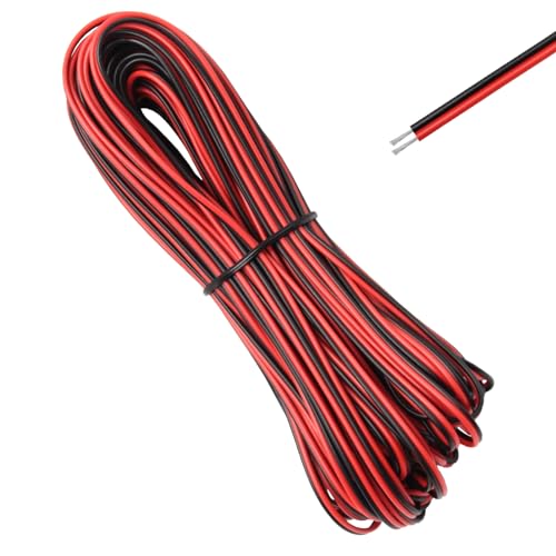 UTMACH 20M 22AWG Elektrischer Draht Schwarz Rot 2 Adrig PVC Kabel Zwillingslitzen Verzinnter Kupferdraht Flexible Led Verlängerungskabel für Led Streifen Elektronische Verdrahtung-0.3mm² von UTMACH