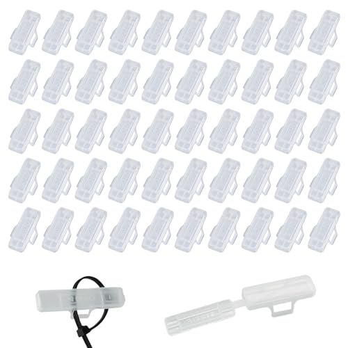 UTMACH 50 Stücke Transparent Kabeletiketten Erkennungsbox Kabel Beschriftung Kabelbinder Tags Box Transparent Wiederverwendbaren Kabeletiketten Transparenter Kabelmarkierer für Drähte, Kabel von UTMACH