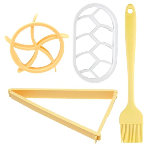 UTMACH Brötchenstempel Set 3 Stück Brötchen Ausstecher Kunststoff Semmeldrücker für Kaisersemmel 3 Größen Brotstempel Semmel mit Silikonbürste für DIY Teig Keks Presse Brot Backen Zubehör von UTMACH