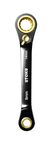 UTOKU 4-in-1-Ratschenschlüssel, 72 Zähne, 8/10/12/14 mm (Schwarzgold) von UTOKU TOOLS