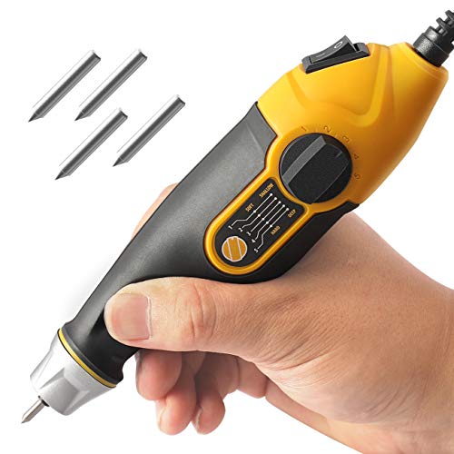 Utool 24W Power Engraving Tool Kit for Wood Metal Glass Engraving with 4 Interchangeable Tungsten Carbide Steel Bits & Letters/Numbers Template Perfect for DIY Yellow Utool 24W Power Engraving Tool Kit for Wood Metal Glass Engraving with 4 Interchangeable Tungsten Carbide Steel Bits & Letters/Numbers Template Perfect for DIY Yellow von UTOOL