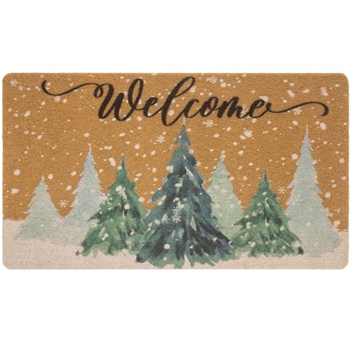 UTOWO Dekorative Fußmatte mit Tannenbäumen, Schneeflocken, Weihnachtsmotiv, für den Außenbereich, für den Winter von UTOWO