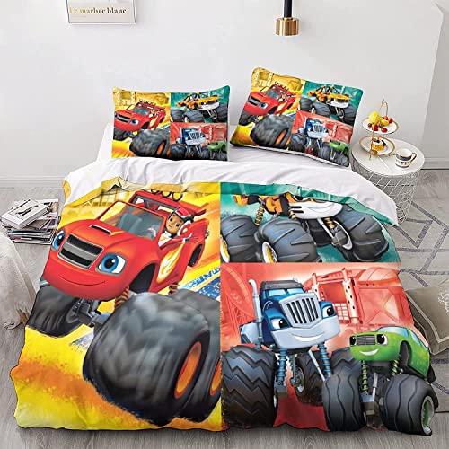 Cartoon Animation Movie Racing Pattern Bettbezug, Anime Racing Patrol Bettwäsche Reißverschluss Mikrofaser Kinder Bettbezug, Cartoon Auto Bettbezug für Teenager Jungen Mädchen Raumdekoration, von UTOYA