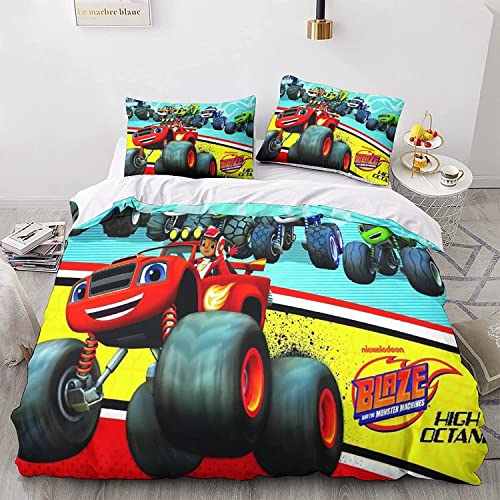 Cartoon Animation Movie Racing Pattern Bettbezug, Anime Racing Patrol Bettwäsche Reißverschluss Mikrofaser Kinder Bettbezug, Cartoon Auto Bettbezug für Teenager Jungen Mädchen Raumdekoration, von UTOYA