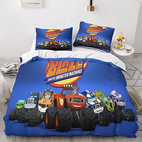 Cartoon-Offroad-Auto-Bettwäsche, Kinderauto-Extremsport-Bettbezug, 1 Stück 135 x 200 cm Bettbezug mit 2 Kissenbezügen, Mikrofaser-Bettwäsche-Set von UTOYA