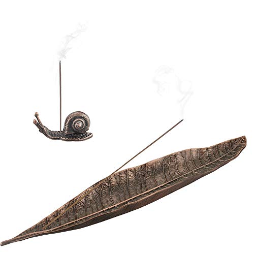 UTRUAGN Räucherstäbchenhalter Incense Holder Ash Catcher Leaf Räucherstäbchenhalter Retro Räucherstäbchenhalter mit Schnecke Räucherstäbchenhalter Räuchergefäß für Büro, Bad, Schlafzimmer, Garten von UTRUGAN