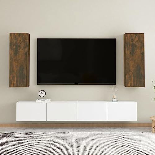 TV-Schränke 2 STK. Räuchereiche Wandregal aus Holzwerkstoff mit Stauraum für Deko und Alltagsgegenstände 30,5x30x90 cm Holzwerkstoff TV-Schränke 2 STK. Räuchereiche Wandregal aus Holzwerkstoff mit Stauraum für Deko und Alltagsgegenstände 30,5x30x90 cm Holzwerkstoff von UTSRABFA