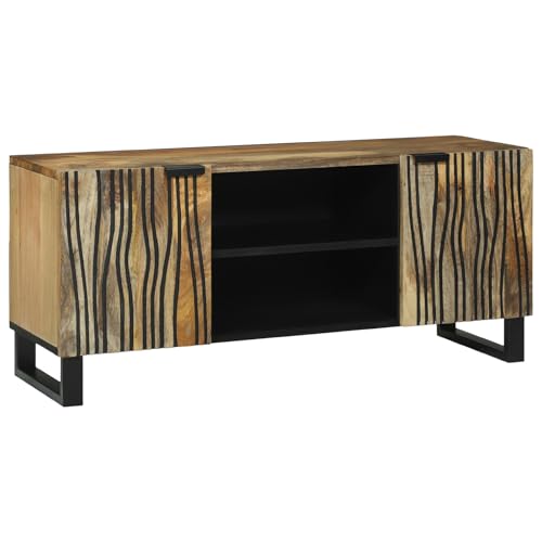 TV-Schrank, Massiver Mangoholz TV-Schrank mit Schiebetüren und Stauraum für modernes Wohnzimmer 105 x 33,5 x 46 cm, aus massivem Mangoholz und Spanplatte. TV-Schrank, Massiver Mangoholz TV-Schrank mit Schiebetüren und Stauraum für modernes Wohnzimmer 105 x 33,5 x 46 cm, aus massivem Mangoholz und Spanplatte. von UTSRABFA
