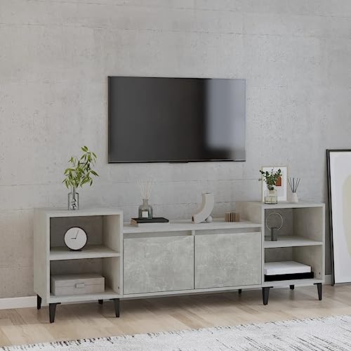 TV-Schrank Betongrau Stabiler TV-Schrank mit Stauraum, Holzwerkstoff, Design für Wohnzimmer. 160x35x55 cm Holzwerkstoff von UTSRABFA
