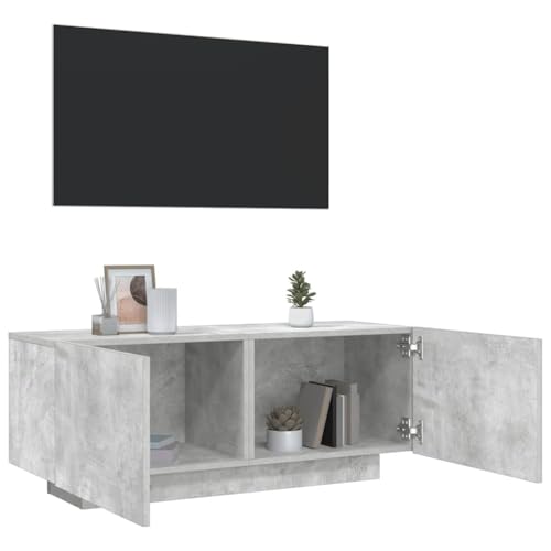 TV-Schrank Betongrau TV-Schrank aus Holzwerkstoff mit Stauraum und stilvollem Design für Wohnraum. 100x35x40 cm Holzwerkstoff von UTSRABFA