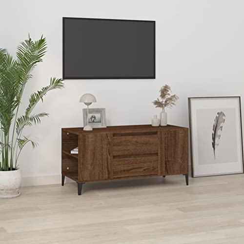 TV-Schrank Braun Eichen-Optik Moderner TV-Schrank mit Stauraum und Industrie-Design für Wohnzimmer 102x44,5x50 cm Holzwerkstoff von UTSRABFA