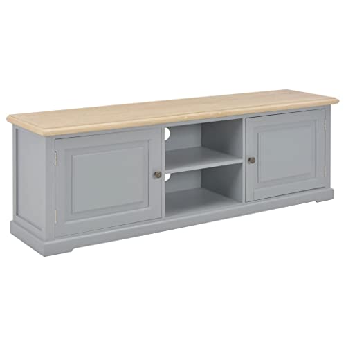 TV-Schrank Grau Moderner TV-Schrank mit Stauraum und Kabellöchern 120x30x40 cm Holz von UTSRABFA