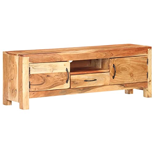 TV-Schrank Massiver Akazienholz TV-Schrank mit Zwei Türen und Schublade, Klassisches Design für Wohnzimmer 116x30x40 cm Massivholz Akazie von UTSRABFA