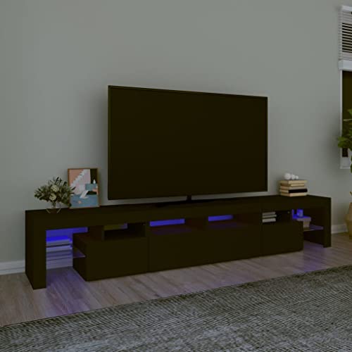TV-Schrank mit LED-Leuchten Schwarz TV-Schrank mit LED-Beleuchtung und Stauraum, modernes Design für Wohnzimmer und Heimkino. 230x36,5x40 cm von UTSRABFA