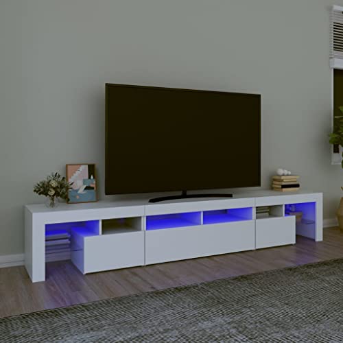 TV-Schrank mit LED-Leuchten Weiß TV-Schrank mit LED-Beleuchtung und Stauraum, modernes Design für Wohnzimmer und Heimkino. 230x36,5x40 cm von UTSRABFA