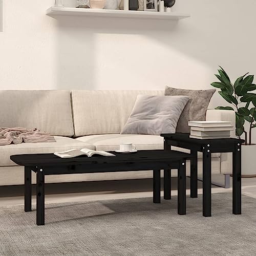 UTSRABFA 2-TLG. Couchtisch-Set Schwarz Massivholz Kiefer Couch Tisch Tisch Wohnzimmer for Wohnzimmer Esszimmer von UTSRABFA