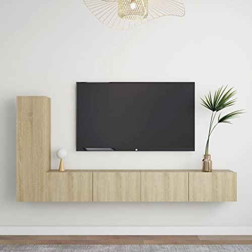 UTSRABFA 3-TLG. TV-Schrank-Set Sonoma-Eiche Holzwerkstoff Stylischer TV-Schrank mit verstellbaren Türen und viel Stauraum für Moderne Einrichtung. UTSRABFA 3-TLG. TV-Schrank-Set Sonoma-Eiche Holzwerkstoff Stylischer TV-Schrank mit verstellbaren Türen und viel Stauraum für Moderne Einrichtung. von UTSRABFA