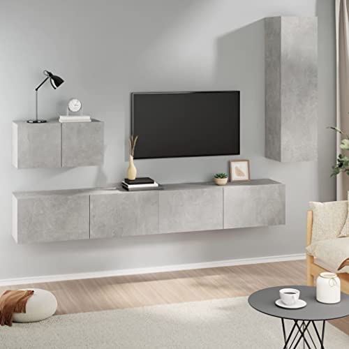 UTSRABFA 4-TLG. TV-Schrank-Set Betongrau Holzwerkstoff Modulares Wandregal mit rustikalem Holzfinish für stilvolle Aufbewahrung UTSRABFA 4-TLG. TV-Schrank-Set Betongrau Holzwerkstoff Modulares Wandregal mit rustikalem Holzfinish für stilvolle Aufbewahrung von UTSRABFA