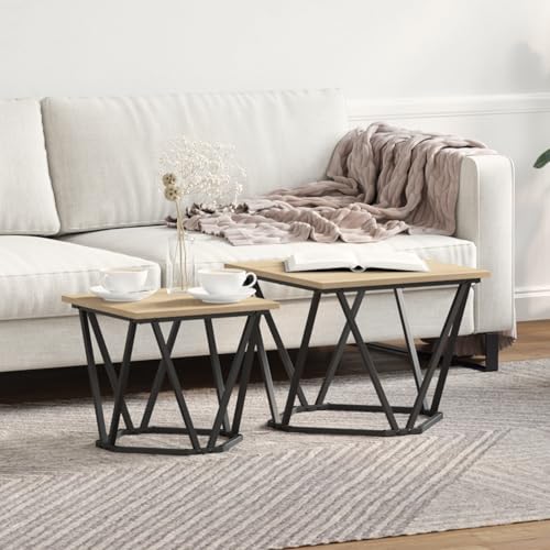 UTSRABFA Beistelltische 2er Set Sonoma Eiche, Holzwerkstoff Coffee Table beistelltisch for Innenraum Wohnzimmer UTSRABFA Beistelltische 2er Set Sonoma Eiche, Holzwerkstoff Coffee Table beistelltisch for Innenraum Wohnzimmer von UTSRABFA