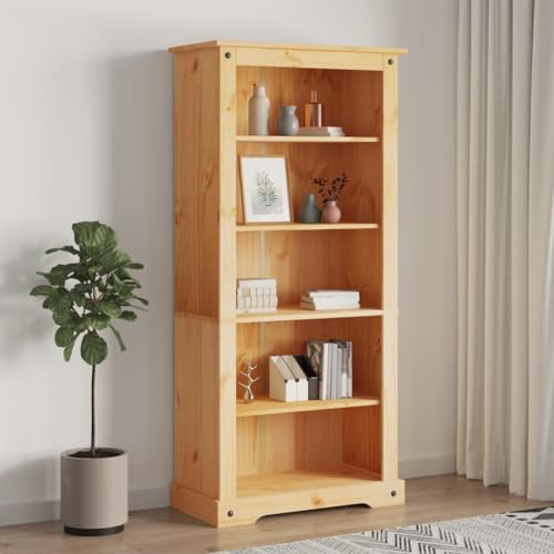 UTSRABFA Bücherregal Raumteiler Regal Lagerregal Küchenschrank Bücherschrank 5 Fächer Mexiko-Stil Kiefernholz 81x40x170 cm Geeignet für Arbeitszimmer, Sammlungsraum, Schlafzimmer, Badezimmer von UTSRABFA