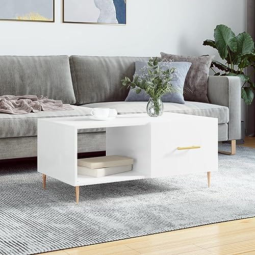 UTSRABFA Couchtisch Hochglanz-Weiß Couchtische Wohnzimmer möbel for Wohnzimmer Innenraum 90x50x40 cm Holzwerkstoff UTSRABFA Couchtisch Hochglanz-Weiß Couchtische Wohnzimmer möbel for Wohnzimmer Innenraum 90x50x40 cm Holzwerkstoff von UTSRABFA