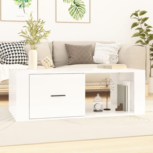 UTSRABFA Couchtisch Hochglanz-Weiß couchtisch Wohnzimmer möbel for Wohnzimmer Innenraum 100x50,5x35 cm Holzwerkstoff UTSRABFA Couchtisch Hochglanz-Weiß couchtisch Wohnzimmer möbel for Wohnzimmer Innenraum 100x50,5x35 cm Holzwerkstoff von UTSRABFA