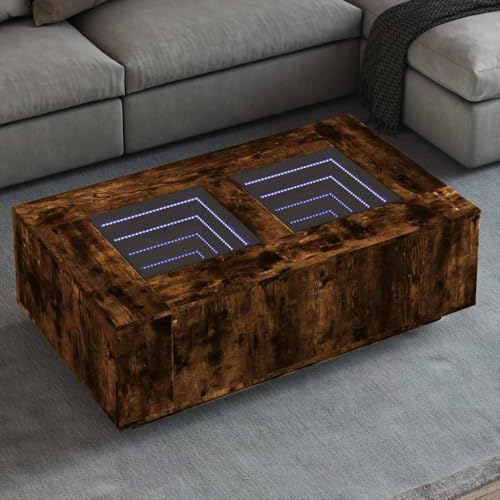 UTSRABFA Couchtisch mit Infinity-LED Räuchereiche couchtisch wohnzimmertisch for Wohnzimmer Innenraum 116x69x40 cm von UTSRABFA