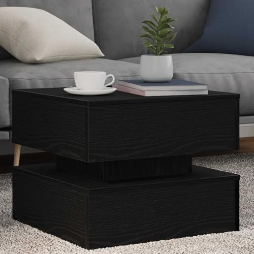 UTSRABFA Couchtisch mit LED-Leuchten Schwarz Eichen-Optik Coffee Table Couchtische for Wohnzimmer Innenraum 50x50x40 cm von UTSRABFA