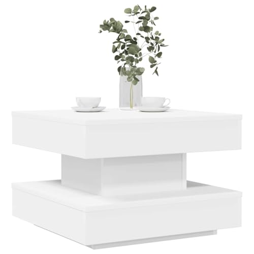 UTSRABFA Couchtisch wohnzimmertisch Couch Tisch for Esszimmer Wohnzimmer 360-Grad Drehbar Weiß 50x50x34,5 cm von UTSRABFA