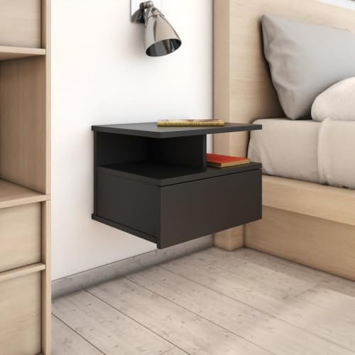 UTSRABFA Hängende Nachttische 2 STK. Schwarz badschrank schmal beistelltisch for Schlafzimmer Wohnzimmer 40x31x27 cm Holzwerkstoff von UTSRABFA