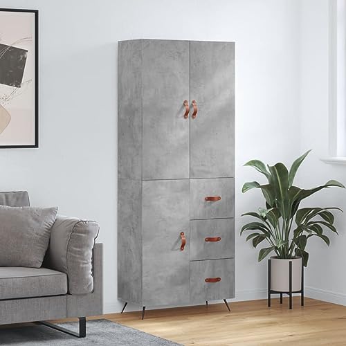 UTSRABFA Highboard Betongrau kleiderschrank Schrank for Büro Innenraum 69,5x34x180 cm Holzwerkstoff von UTSRABFA