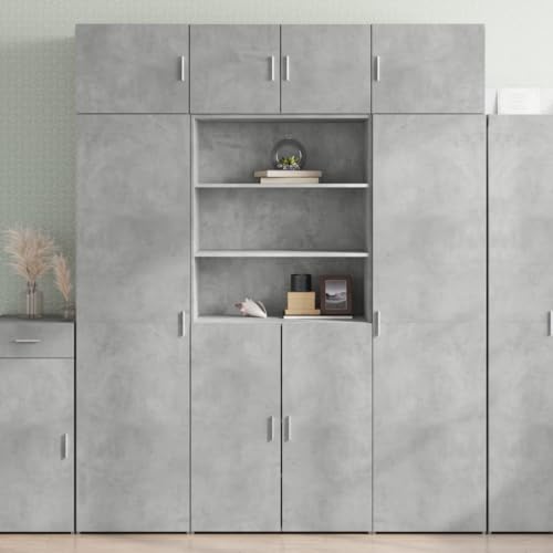 UTSRABFA Highboard Betongrau kommoden gartenschrank for Innenraum Wohnzimmer 80x42,5x185 cm Holzwerkstoff von UTSRABFA