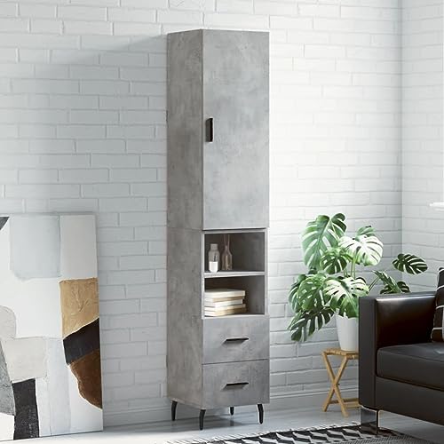 UTSRABFA Highboard Betongrau sideboards flurschrank for Wohnzimmer Schlafzimmer 34,5x34x180 cm Holzwerkstoff von UTSRABFA