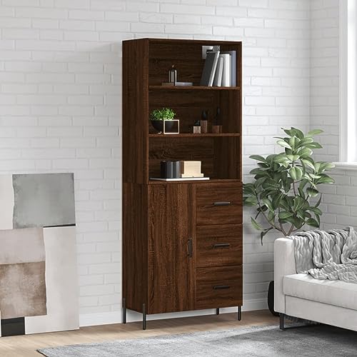 UTSRABFA Highboard Braun Eichen-Optik gartenschrank Schrank for Büro Schlafzimmer 69,5x34x180 cm Holzwerkstoff von UTSRABFA
