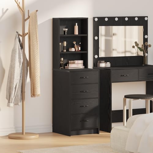 UTSRABFA Highboard Schwarz Eiche kleiderschrank gartenschrank for Innenraum Büro 40x41x135 cm Holzwerkstoff von UTSRABFA