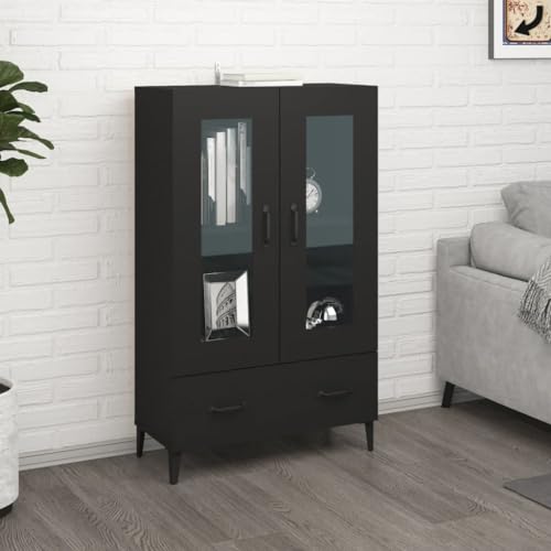 UTSRABFA Highboard Schwarz Schrank flurschrank for Büro Schlafzimmer 70x31x115 cm Holzwerkstoff von UTSRABFA