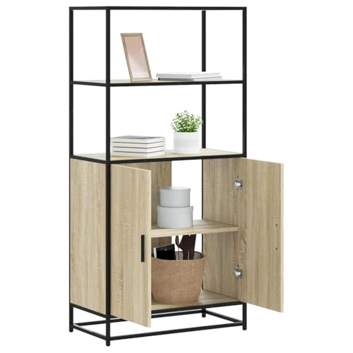 UTSRABFA Highboard Sonoma-Eiche kommoden gartenschrank for Innenraum Wohnzimmer 68x35x139 cm Holzwerkstoff und Metall von UTSRABFA