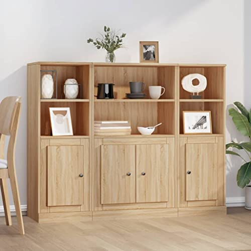 UTSRABFA Highboards 3 STK. Sonoma-Eiche Holzwerkstoff kommoden Schrank for Schlafzimmer Büro von UTSRABFA