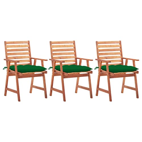 UTSRABFA Küchenstühle Dekorative Stühle Bürostuhl Lobby-Stuhl Garten-Essstühle 3 STK. mit Kissen Massivholz Akazie Geeignet für Kneipen, Höfe, Parks, Rasenflächen von UTSRABFA