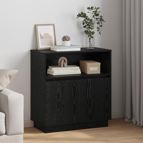 UTSRABFA LED-Sideboard Schwarz Eiche flurschrank gartenschrank for Büro Schlafzimmer 71x34,5x75 cm Holzwerkstoff von UTSRABFA