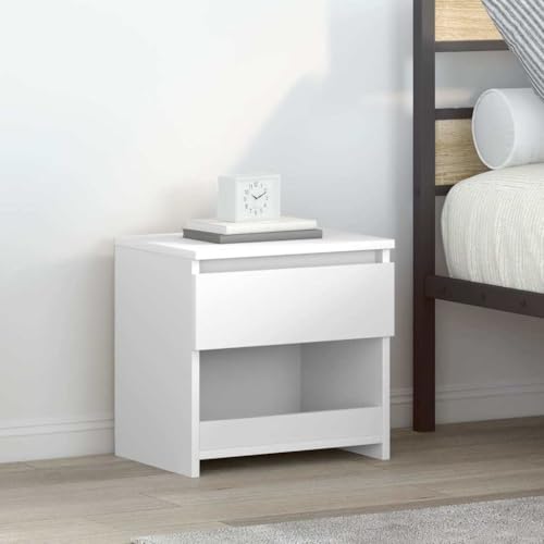 UTSRABFA Nachttisch Hochglanz-Weiß Bedside Table kommode mit schubladen for Zimmer Wohnzimmer 40x30x39 cm Holzwerkstoff von UTSRABFA