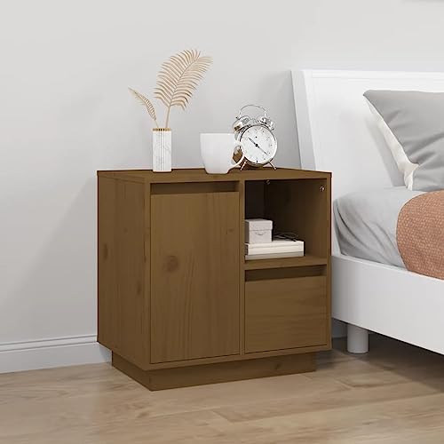UTSRABFA Nachttisch Honigbraun Bedside Table kommode mit schubladen for Wohnzimmer Zimmer 50x34x50 cm Massivholz Kiefer von UTSRABFA
