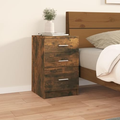 UTSRABFA Nachttisch Räuchereiche kommode mit schubladen badschrank schmal for Schlafzimmer Wohnzimmer 40x40x63 cm Holzwerkstoff von UTSRABFA