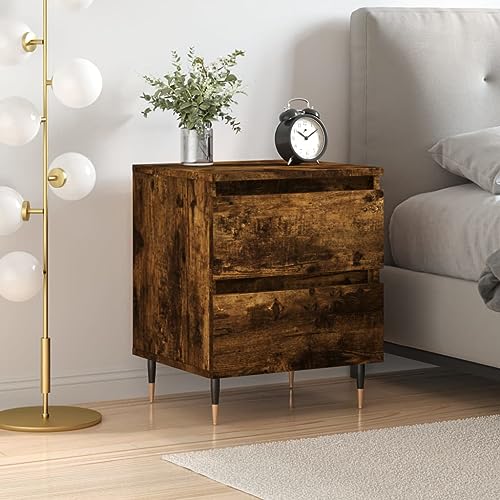 UTSRABFA Nachttisch Räuchereiche nachttische kommode mit schubladen for Zimmer Wohnzimmer 40x35x50 cm Holzwerkstoff von UTSRABFA