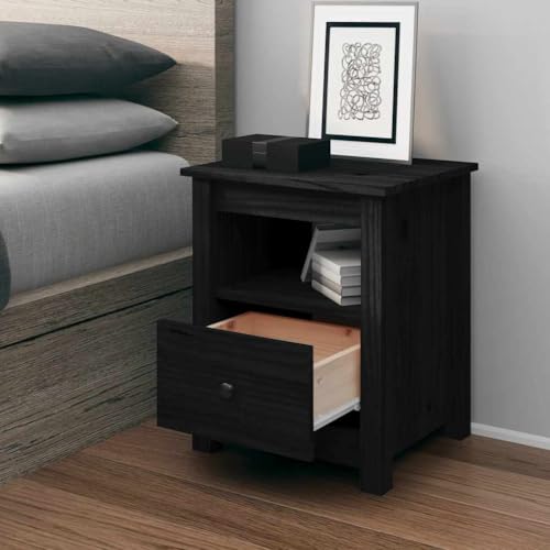 UTSRABFA Nachttisch Schwarz Bedside Table badschrank schmal for Zimmer Wohnzimmer 40x35x49 cm Massivholz Kiefer von UTSRABFA